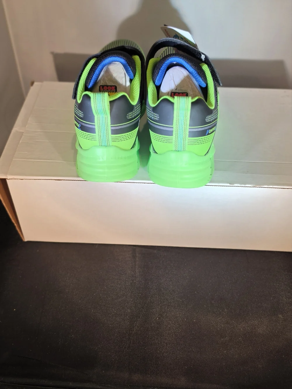 Skechers Kids' Neon Green and Black Light-Up Sneakers